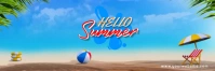 Blue Floral Hello Summer Tajuk Twitter template