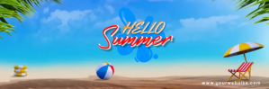 Blue Floral Hello Summer Tajuk Twitter Twitter-header template