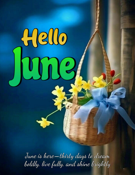 Blue Floral June Post Flyer (us Letter) Template | PosterMyWall