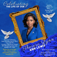 Blue Floral Memorial Gathering Instagram Post Video Instagram-Beitrag template