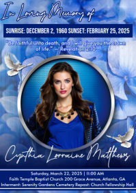 Blue Memorial Service A4 Template
