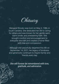 Blue Memorial Service A6 Template - Page 2