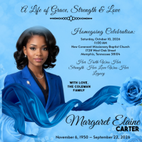 Blue Memorial Service โพสต์บน Instagram Template