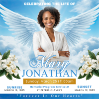 Blue Floral Memorial Service Instagram Post Instagram-opslag template