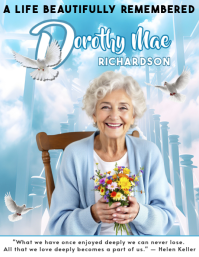 Blue Floral Memorial Tribute Flyer Volante (Carta US) template