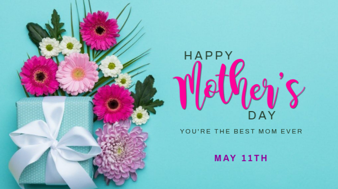 Blue Floral Mother's Day Celebration Digital Display Template ...