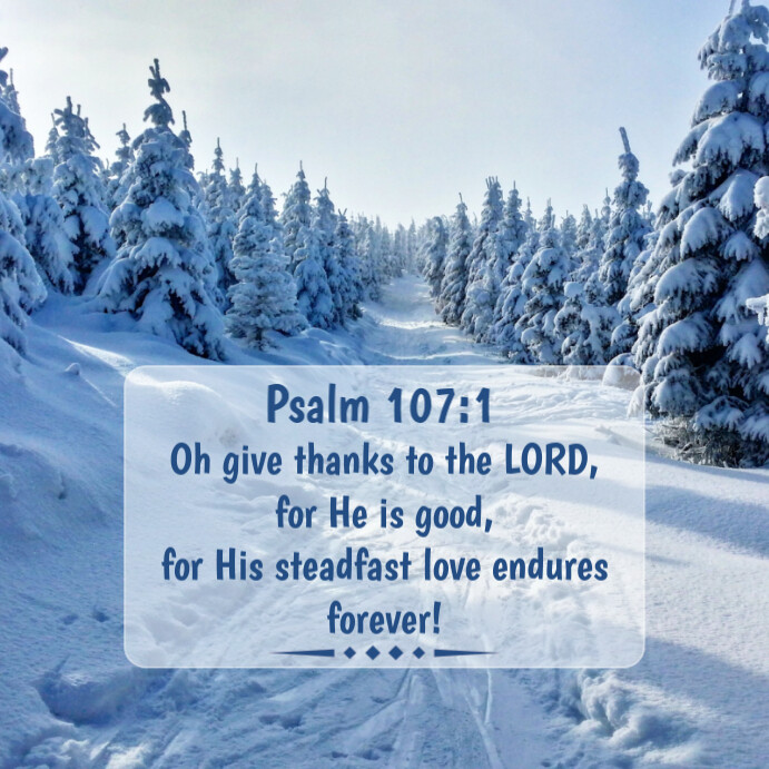 Blue Floral Psalm 107:1 Pos Instagram template