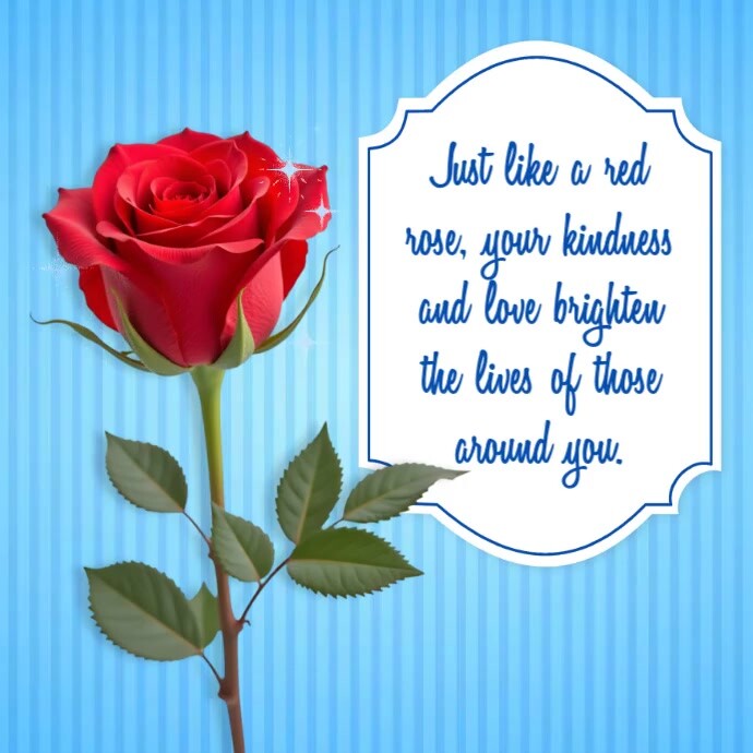 Blue Floral Red Rose Day Instagram Post Template | PosterMyWall