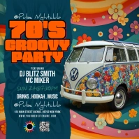 Blue Floral Retro Party Instagram Post template