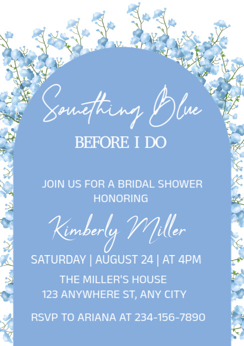 Blue Floral Something Blue Before I Do Arch Bridal Shower Invitation Template  A4