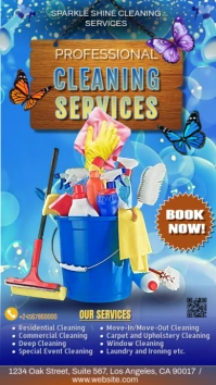 Blue Floral Spring Cleaning Service  Instagram Story template