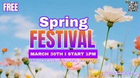 Blue Floral Spring Festival Pos Twitter Twitter-Beitrag template