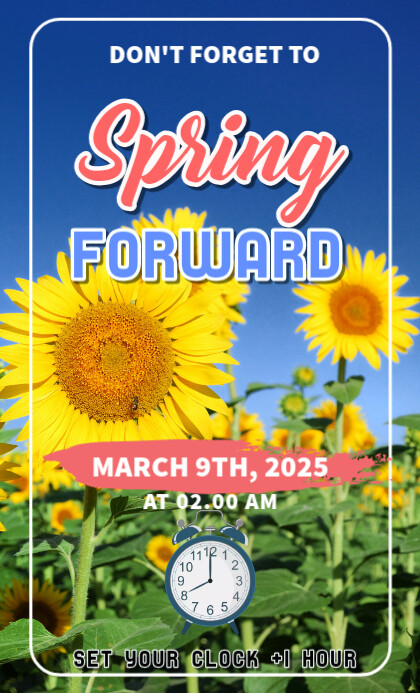 Blue Spring Forward Blue Floral Spring Forward Legal As Template | PosterMyWall