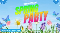 Blue Floral Spring Party Pos Twitter template