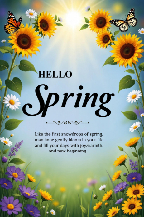 Spring Weather Poster Copy of Blue Floral Spring Poster | PosterMyWall