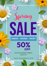 Blue Floral Spring Sale A2 template