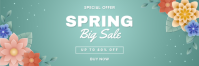Blue Floral Spring Sale Banner 2' × 6' template