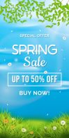Blue Floral Spring Sale Roll Up Banner 3' × 6' template