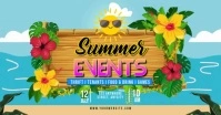Blue Floral Summer Events Gambar Bersama Facebook delt Facebook-billede template