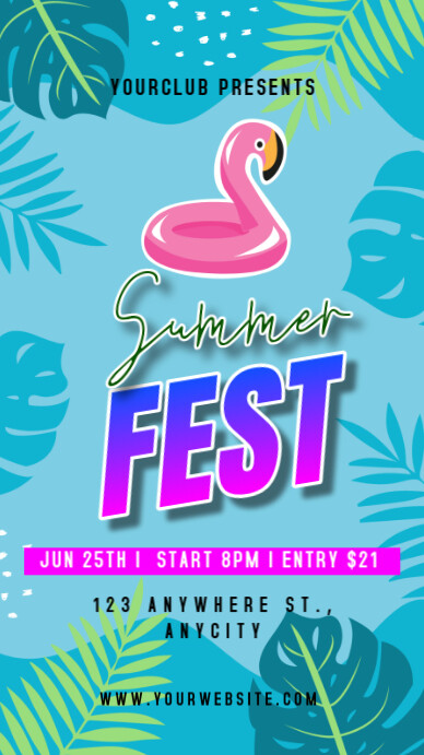 Blue Floral Summer Festival Instagram Story template