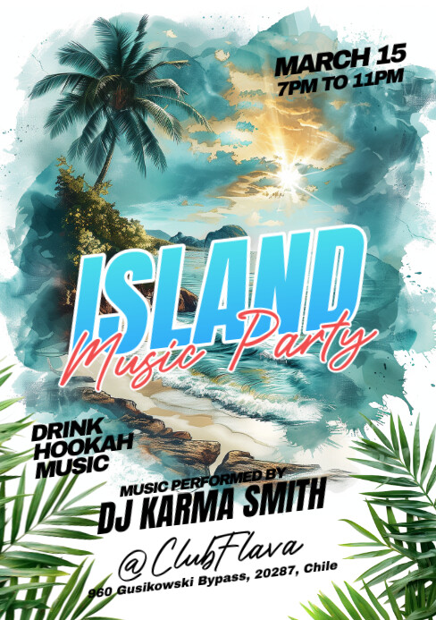 Blue Floral Summer Party A5 template