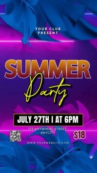 Blue Floral Summer Party Reel Instagram template