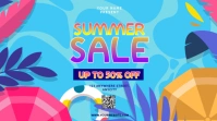 Blue Floral Summer Sale Pos Twitter template