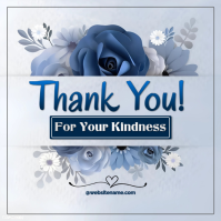 Blue Floral Thank You Card  Square (1:1) 方形(1:1) template