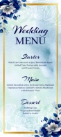 Blue Floral Wedding Menu Rack Card template