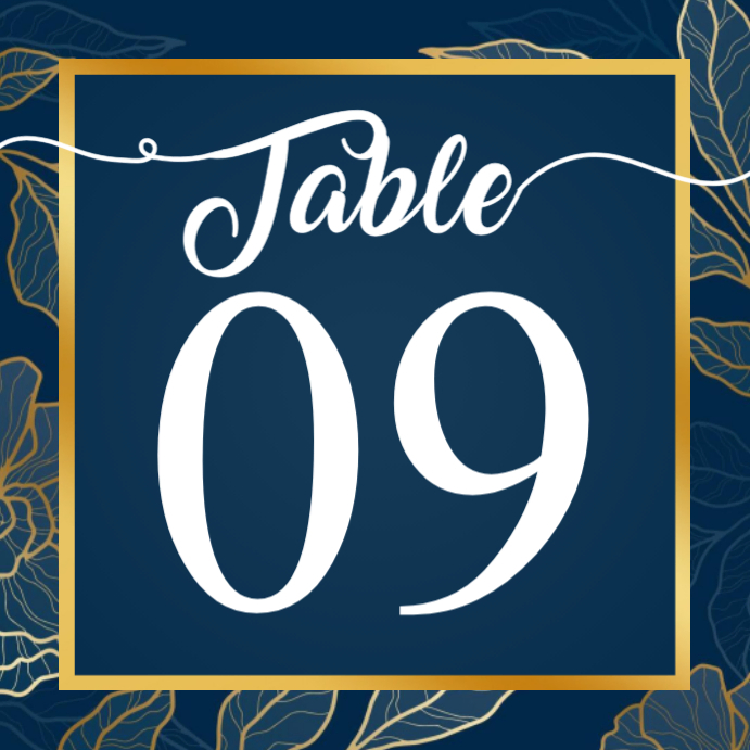 Plantilla de Blue Floral Wedding Table number Template | PosterMyWall