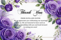 Blue Floral wedding Thank You card Label template