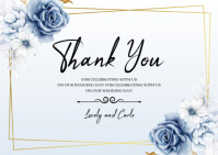 Blue Floral Wedding Thank You Postcard 明信片 template