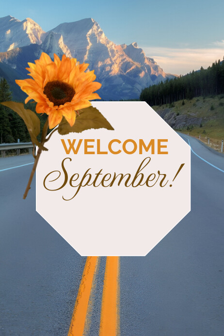 Blue Floral Welcome September Poster Modelo | PosterMyWall