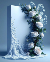 Blue Floral White Roses Blue Background With Lase  Instagram Portrait template