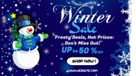 Blue Floral Winter Sale 2024 Digital Display (16:9) template