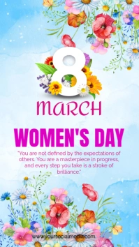 Blue Floral Woman Day Instagram Story template