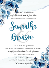 Blue Flower Watercolor Invitation Template Postermywall