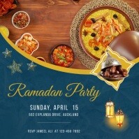 Blue food Ramadan Iftar invitation video Square (1:1) template