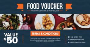 Blue Food Voucher Facebook Shared Image Template