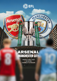 Blue Football Final Carabao Cup Match A4 template