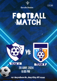 Blue Football Match A5 template