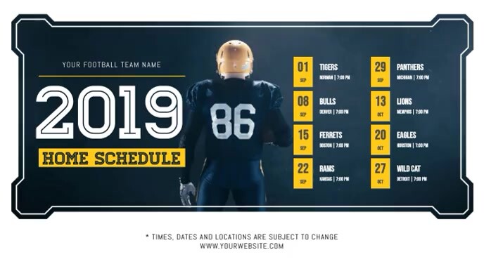 Visual Timetable Football Blue Football Schedule Digital Display Video Template | PosterMyWall