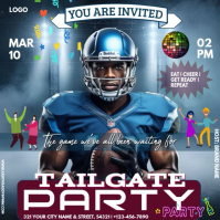 Blå Football Tailgate Party Instagram-opslag Template