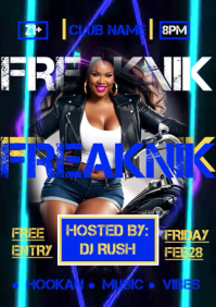 Blue Freaknik Party Flyer Video Template A4
