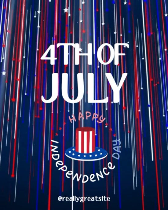 Blue Futuristic 4th Of July American Independence Day Animation  Instagram Portrait template