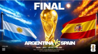 Blue Futuristic Argentina vs Spain Soccer Final Digital Display Video template