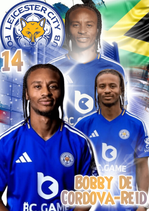 Blue Futuristic Bobby De Cordova-reid Leicster City Football Player A4 template