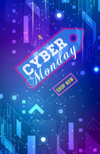 Blue Futuristic Cyber Monday Deals/evergreen Holiday Sale Design Poster Template  Tabloid