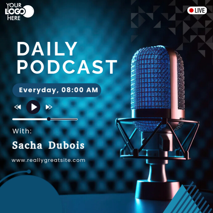 Blue Futuristic Daily Podcast Instagram Post template
