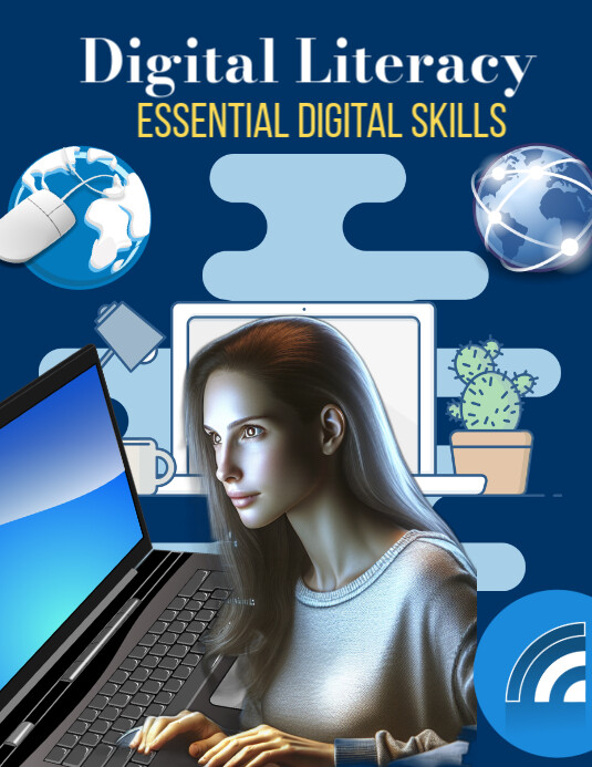 Blue Futuristic Digital Literacy  Flyer (us L template